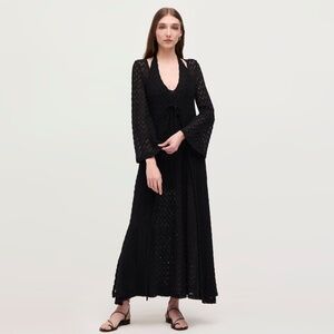 Hill House Home The Lou Lou Duster Jacket Tie Black Raschel Knit XXS NWT